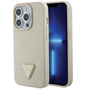 Buy Guess GUHCP15XPCRTHCD Apple iPhone 15 Pro Max hardcase Croco Triangle Metal Logo gold - GUE2934 - {ean13} - Home Screen Store Europe