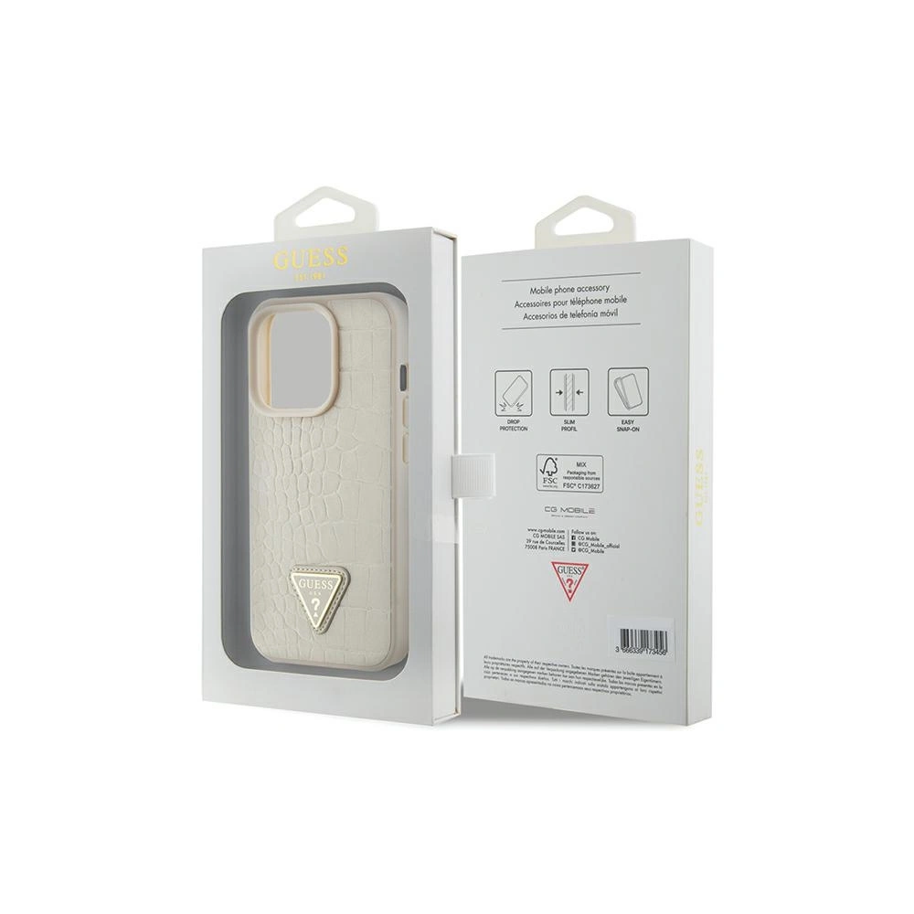 Etui Guess GUHCP15XPCRTHCD Apple iPhone 15 Pro Max hardcase Croco Triangle Metal Logo złoty/gold