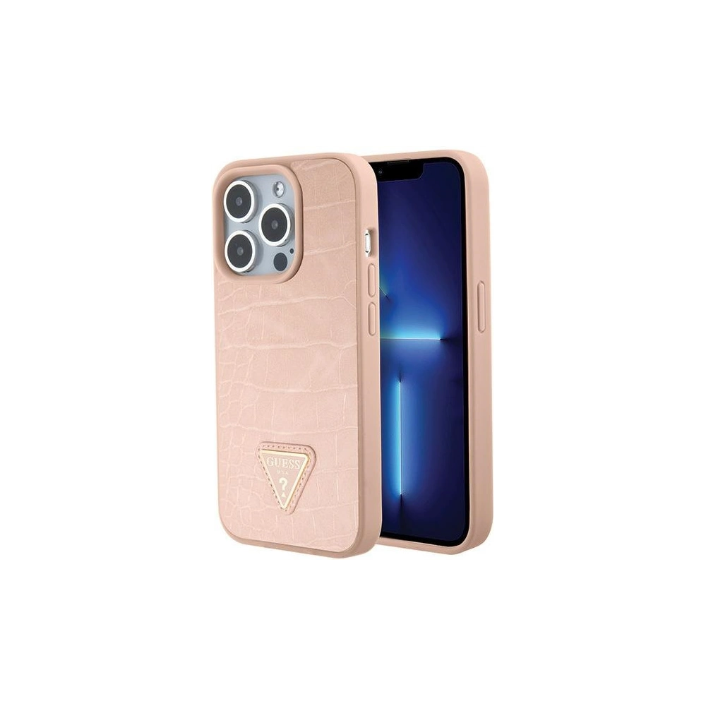 Etui Guess GUHCP15XPCRTHCP Apple iPhone 15 Pro Max hardcase Croco Triangle Metal Logo różowy/pink