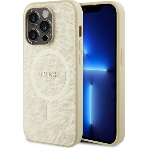 Etui Guess GUHMP15LPSAHMCB Apple iPhone 15 Pro hardcase Saffiano MagSafe złoty/gold