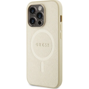 Etui Guess GUHMP15LPSAHMCB Apple iPhone 15 Pro hardcase Saffiano MagSafe złoty/gold