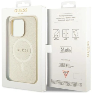 Etui Guess GUHMP15LPSAHMCB Apple iPhone 15 Pro hardcase Saffiano MagSafe złoty/gold