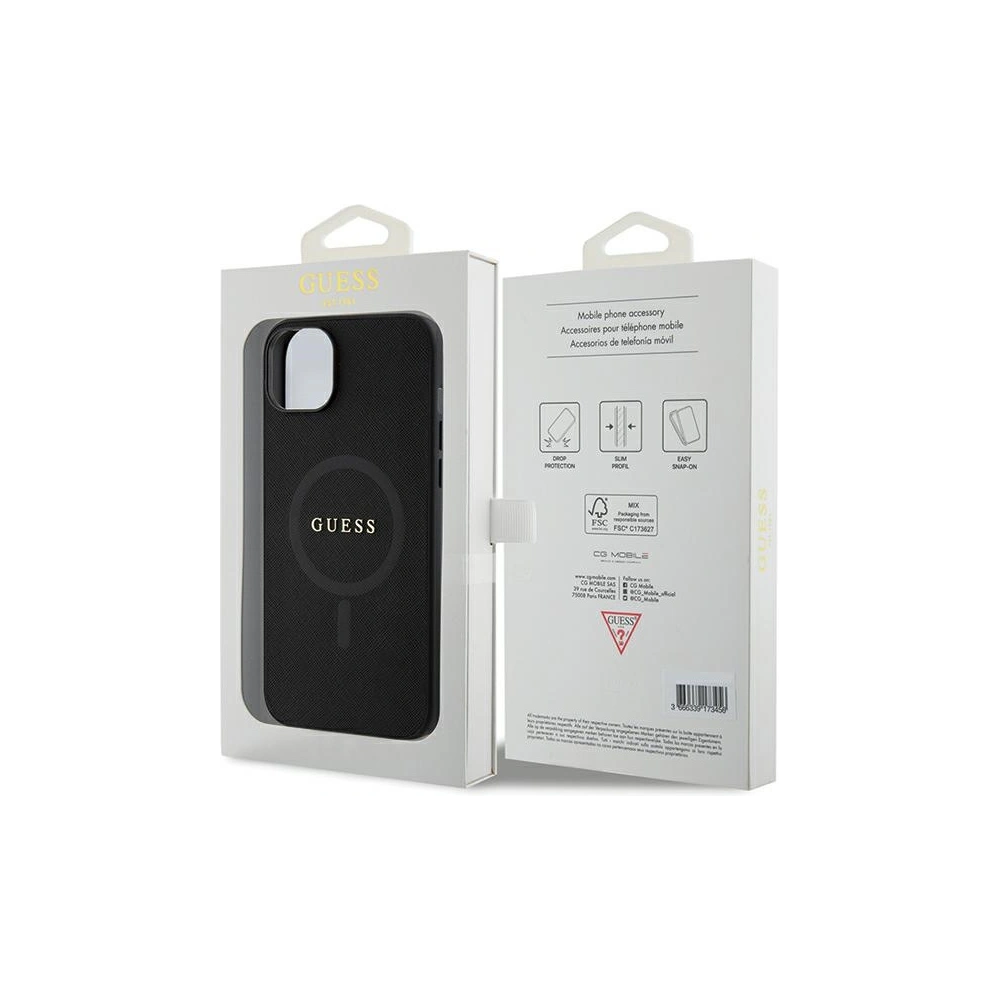 Etui Guess GUHMP15SPSAHMCK Apple iPhone 15 hardcase Saffiano MagSafe czarny/black