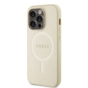 Buy Guess GUHMP15XPSAHMCB Apple iPhone 15 Pro Max hardcase Saffiano MagSafe gold - GUE2945 - {ean13} - Home Screen Store Europe