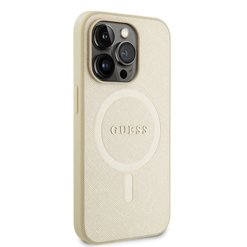 Buy Guess GUHMP15XPSAHMCB Apple iPhone 15 Pro Max hardcase Saffiano MagSafe gold - GUE2945 - {ean13} - Home Screen Store Europe