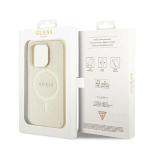 Buy Guess GUHMP15XPSAHMCB Apple iPhone 15 Pro Max hardcase Saffiano MagSafe gold - GUE2945 - {ean13} - Home Screen Store Europe