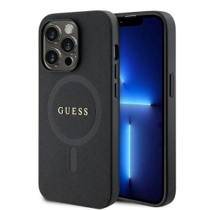Buy Guess GUHMP15XPSAHMCK Apple iPhone 15 Pro Max hardcase Saffiano MagSafe black - GUE2946 - {ean13} - Home Screen Store Europe