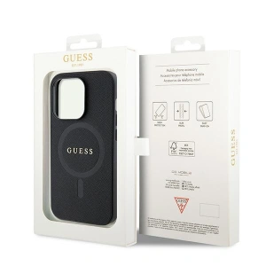 Buy Guess GUHMP15XPSAHMCK Apple iPhone 15 Pro Max hardcase Saffiano MagSafe black - GUE2946 - {ean13} - Home Screen Store Europe