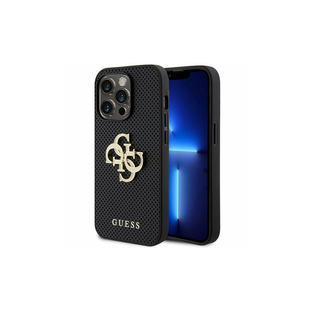 Etui Guess GUHCP15LPSP4LGK Apple iPhone 15 Pro hardcase Leather Perforated 4G Glitter Logo czarny/black