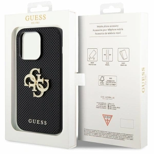 Etui Guess GUHCP15LPSP4LGK Apple iPhone 15 Pro hardcase Leather Perforated 4G Glitter Logo czarny/black