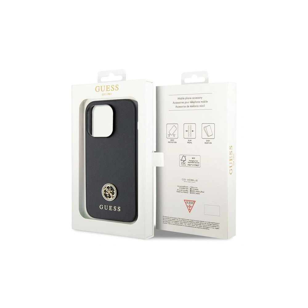 Etui Guess GUHCP15XPS4DGPK Apple iPhone 15 Pro Max hardcase Strass Metal Logo czarny/black