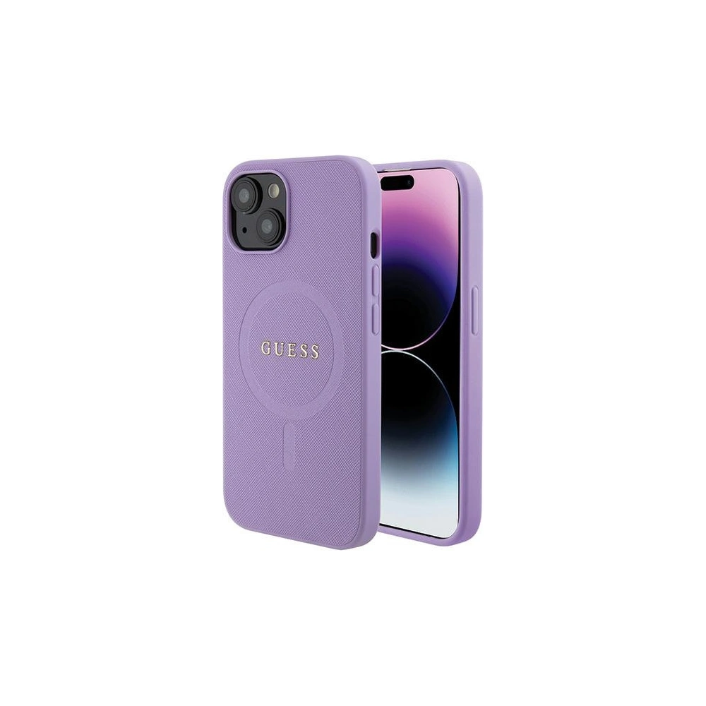 Etui Guess GUHMP15SPSAHMCU Apple iPhone 15 hardcase Saffiano MagSafe fioletowy/purple