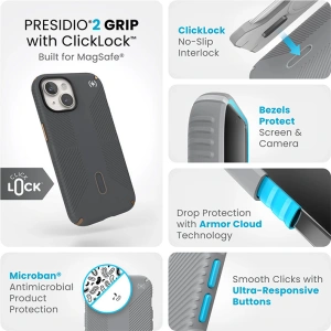 Kup Etui Speck Presidio2 Grip ClickLock & MagSafe Apple iPhone 15 (Charcoal Grey/Cool Bronze) - SPK559 - {ean13} - Sklep Home Screen