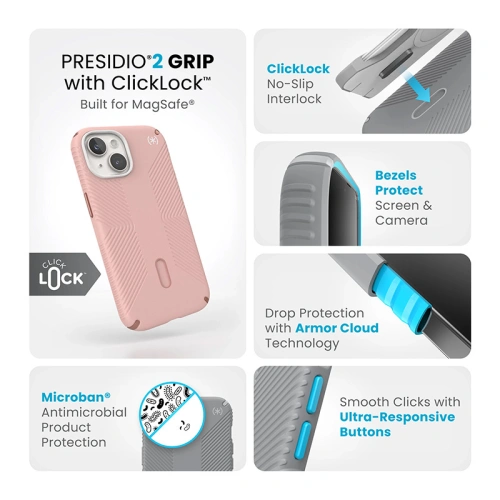 Kup Etui Speck Presidio2 Grip ClickLock & MagSafe Apple iPhone 15 (Dahlia Pink/Rose Copper) - SPK560 - {ean13} - Sklep Home Screen
