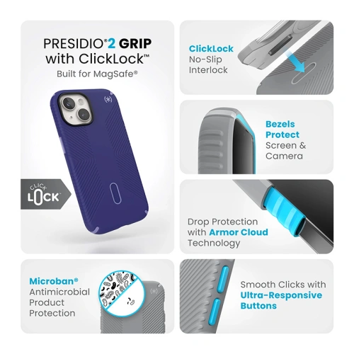 Kup Etui Speck Presidio2 Grip ClickLock & MagSafe Apple iPhone 15 (Future Blue/Purple Ink) - SPK562 - {ean13} - Sklep Home Screen