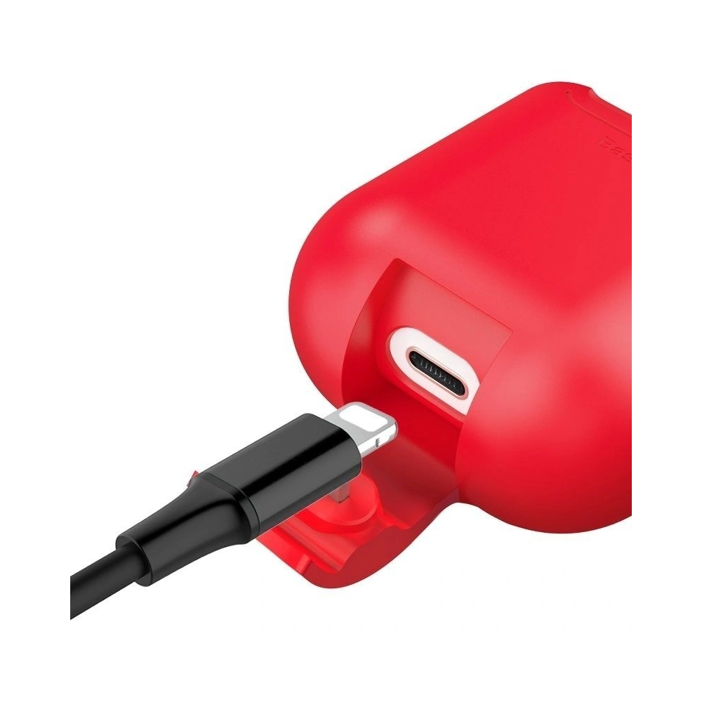 Etui ochronne na słuchawki Apple AirPods z szybkim ładowaniem QI, Baseus - czerwone