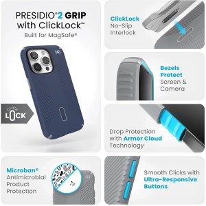 Kup Etui Speck Presidio2 Grip ClickLock & MagSafe Apple iPhone 15 Pro (Coastal Blue/Dust Grey) - SPK566 - {ean13} - Sklep Home Screen