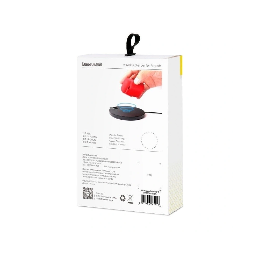 Etui ochronne na słuchawki Apple AirPods z szybkim ładowaniem QI, Baseus - czerwone