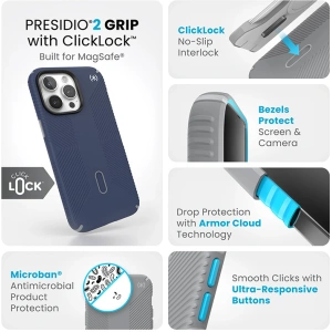 Buy Speck Presidio2 Grip ClickLock & MagSafe Apple iPhone 15 Pro Max (Coastal Blue/Dust Grey) - SPK567 - {ean13} - Home Screen Store Europe