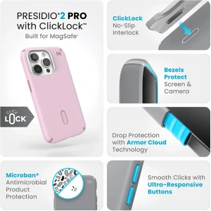 Etui Speck Presidio2 Pro ClickLock & MagSafe Apple iPhone 15 Pro (Soft Lilac/Carnation Petal)
