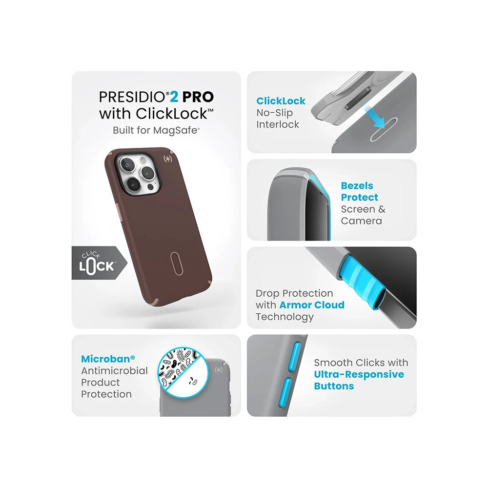 Etui Speck Presidio2 Pro ClickLock & MagSafe Apple iPhone 15 Pro (New Planet/Clay Tan)