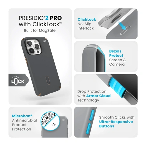 Kup Etui Speck Presidio2 Pro ClickLock & MagSafe Apple iPhone 15 Pro (Charcoal Grey/Cool Bronze) - SPK571 - {ean13} - Sklep Home Screen