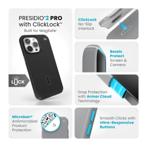 Buy Speck Presidio2 Pro ClickLock & MagSafe Apple iPhone 15 Pro Max (Black/Slate Grey/White) - SPK574 - {ean13} - Home Screen Store Europe