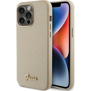 Etui Guess GUHCP15LPGMCSD Apple iPhone 15 Pro hardcase Glitter Glossy Script złoty/light gold