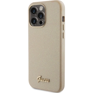 Etui Guess GUHCP15LPGMCSD Apple iPhone 15 Pro hardcase Glitter Glossy Script złoty/light gold