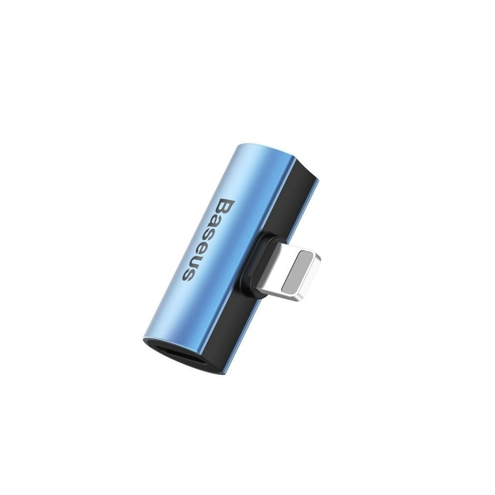 Adapter Audio Baseus L46 Lightning do 2x Lightning (niebieski)