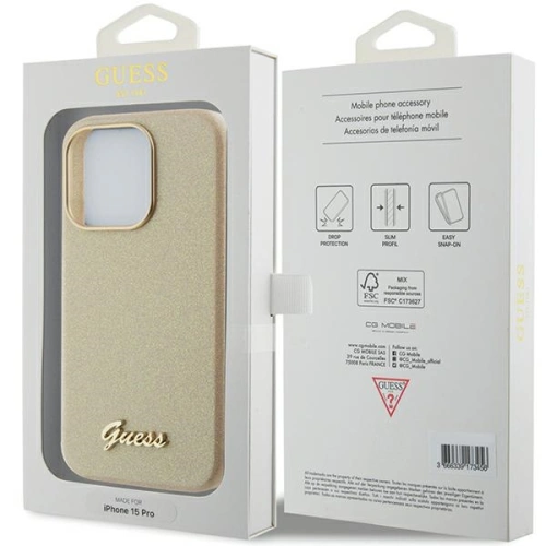 Kup Guess Apple Carcasă GUHCP15LPGMCSD iPhone 15 Pro hardcase Glitter Glossy Script auriu / auriu deschis - GUE2957 - {ean13} - Sklep Home Screen