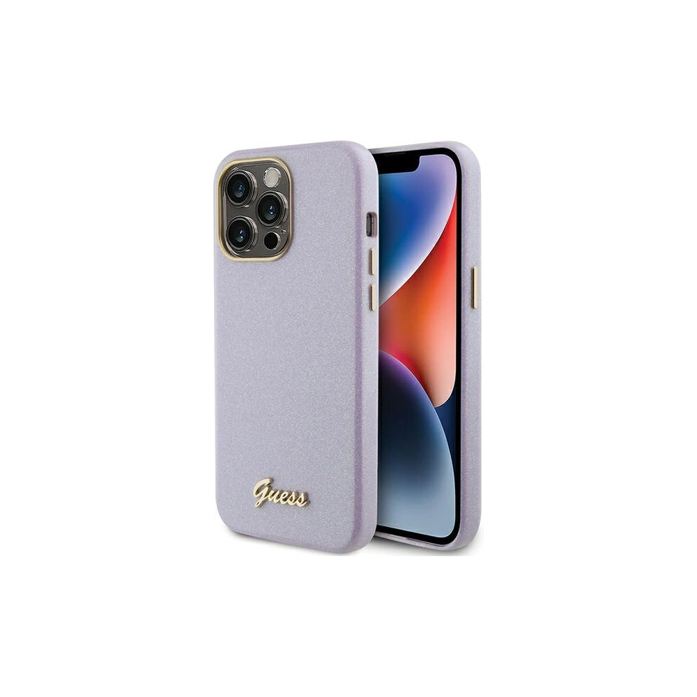 Etui Guess GUHCP15LPGMCSL Apple iPhone 15 Pro hardcase Glitter Glossy Script liliowy/lilac