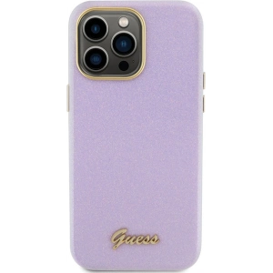 Etui Guess GUHCP15LPGMCSL Apple iPhone 15 Pro hardcase Glitter Glossy Script liliowy/lilac
