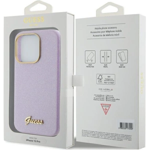 Etui Guess GUHCP15LPGMCSL Apple iPhone 15 Pro hardcase Glitter Glossy Script liliowy/lilac