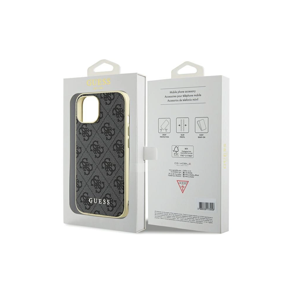 Etui Guess GUHCP15SGF4GGR Apple iPhone 15 hardcase 4G Charms Collection szary/grey