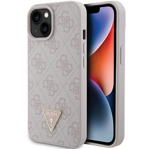 Kup Etui Guess GUHCP15SP4TDPP Apple iPhone 15 hardcase Leather 4G Triangle Strass różowy/pink - GUE2960 - {ean13} - Sklep Home Screen