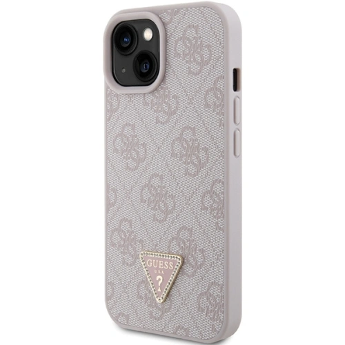 Kup Etui Guess GUHCP15SP4TDPP Apple iPhone 15 hardcase Leather 4G Triangle Strass różowy/pink - GUE2960 - {ean13} - Sklep Home Screen
