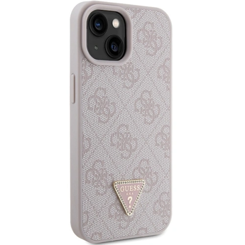 Kup Etui Guess GUHCP15SP4TDPP Apple iPhone 15 hardcase Leather 4G Triangle Strass różowy/pink - GUE2960 - {ean13} - Sklep Home Screen