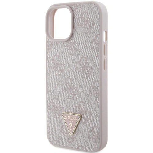 Kup Etui Guess GUHCP15SP4TDPP Apple iPhone 15 hardcase Leather 4G Triangle Strass różowy/pink - GUE2960 - {ean13} - Sklep Home Screen