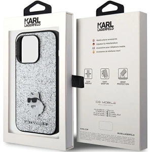 Etui Karl Lagerfeld KLHCP15LGCNPSG Apple iPhone 15 Pro hardcase Fixed Glitter Choupette Logo Metal Pin srebrny/silver