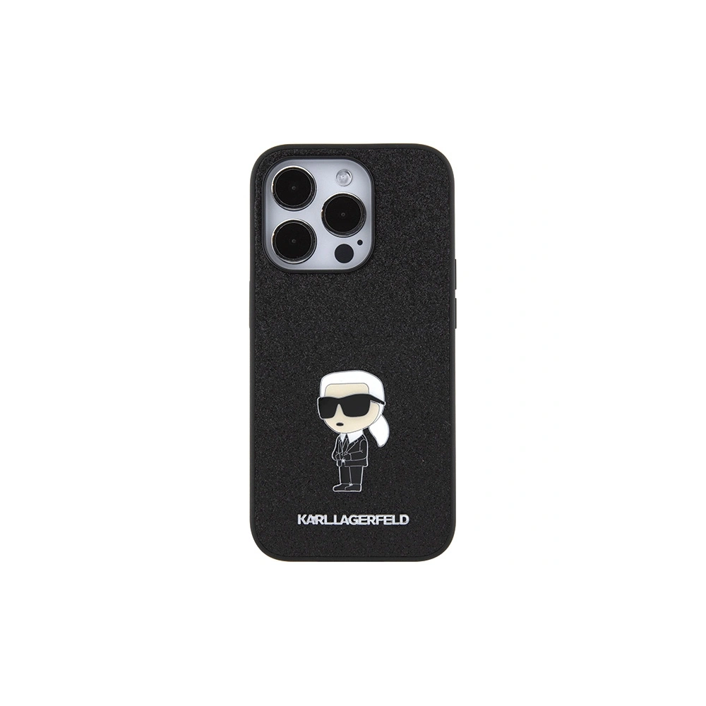 Etui Karl Lagerfeld KLHCP15LGKNPSK Apple iPhone 15 Pro hardcase Fixed Glitter Ikonik Logo Metal Pin czarny/black