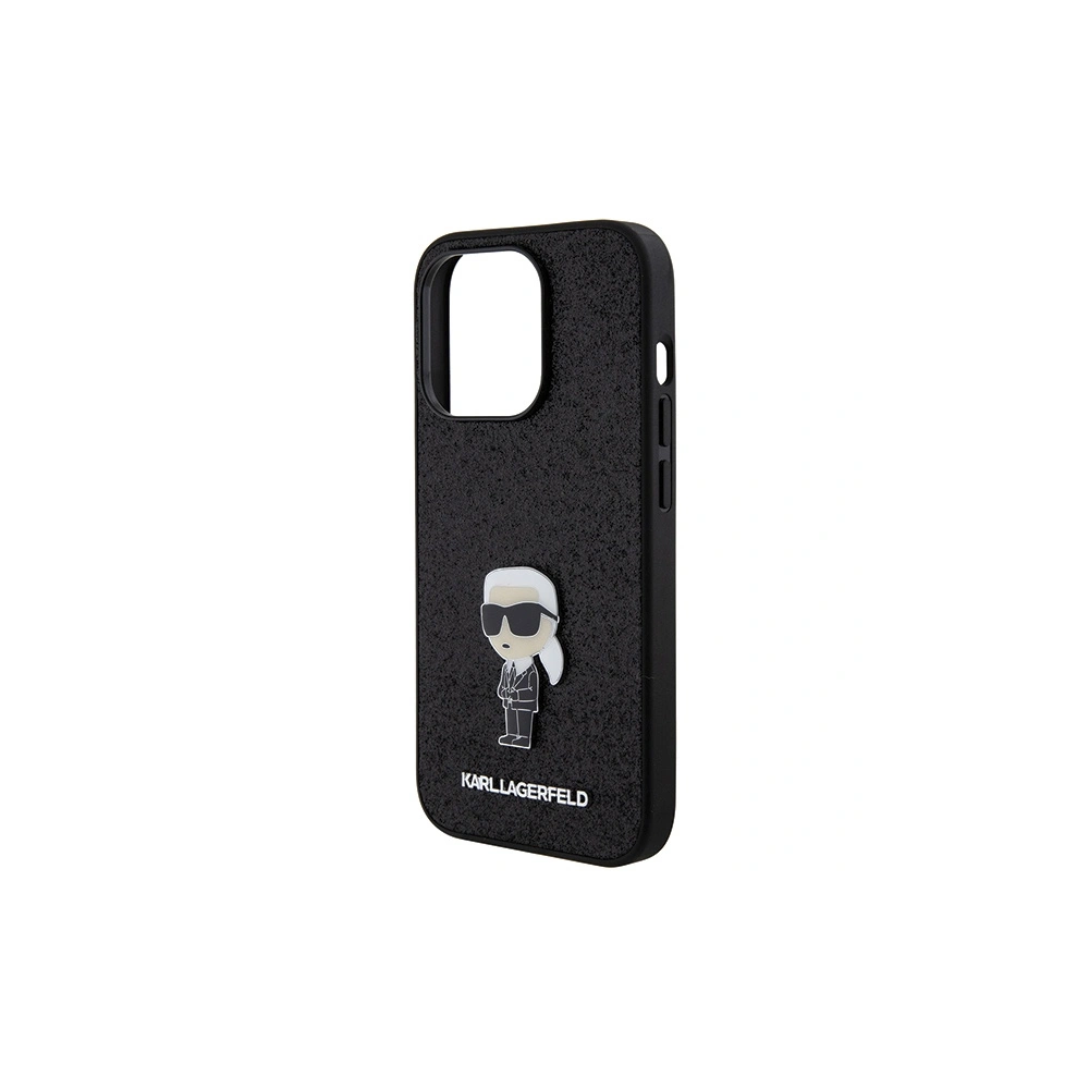 Etui Karl Lagerfeld KLHCP15LGKNPSK Apple iPhone 15 Pro hardcase Fixed Glitter Ikonik Logo Metal Pin czarny/black