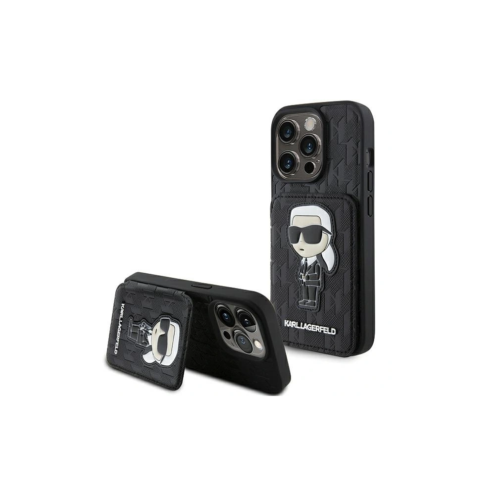 Etui Karl Lagerfeld KLHCP15LSAKKNSCK Apple iPhone 15 Pro hardcase Saffiano Monogram Ikonik Patch czarny/black