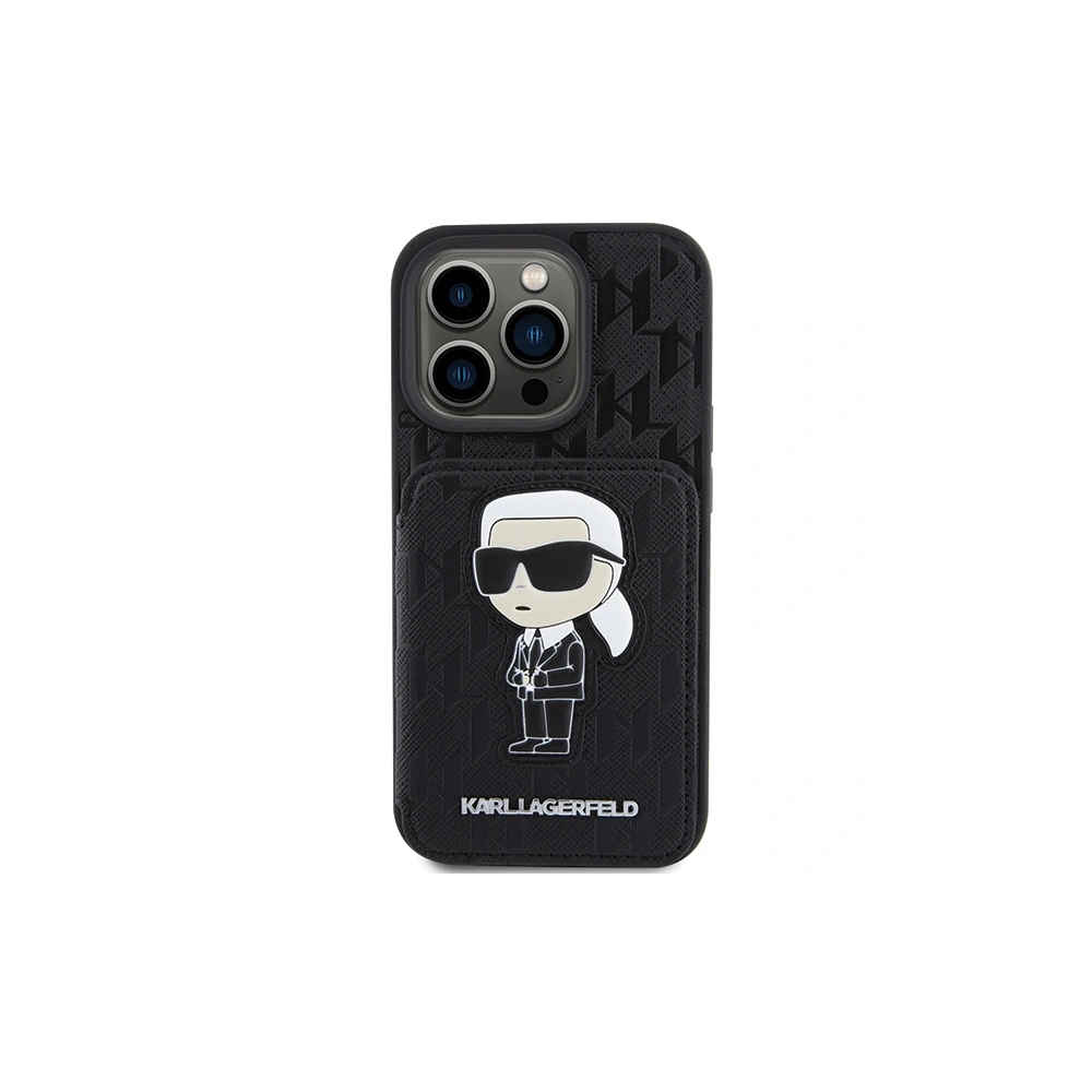 Etui Karl Lagerfeld KLHCP15LSAKKNSCK Apple iPhone 15 Pro hardcase Saffiano Monogram Ikonik Patch czarny/black