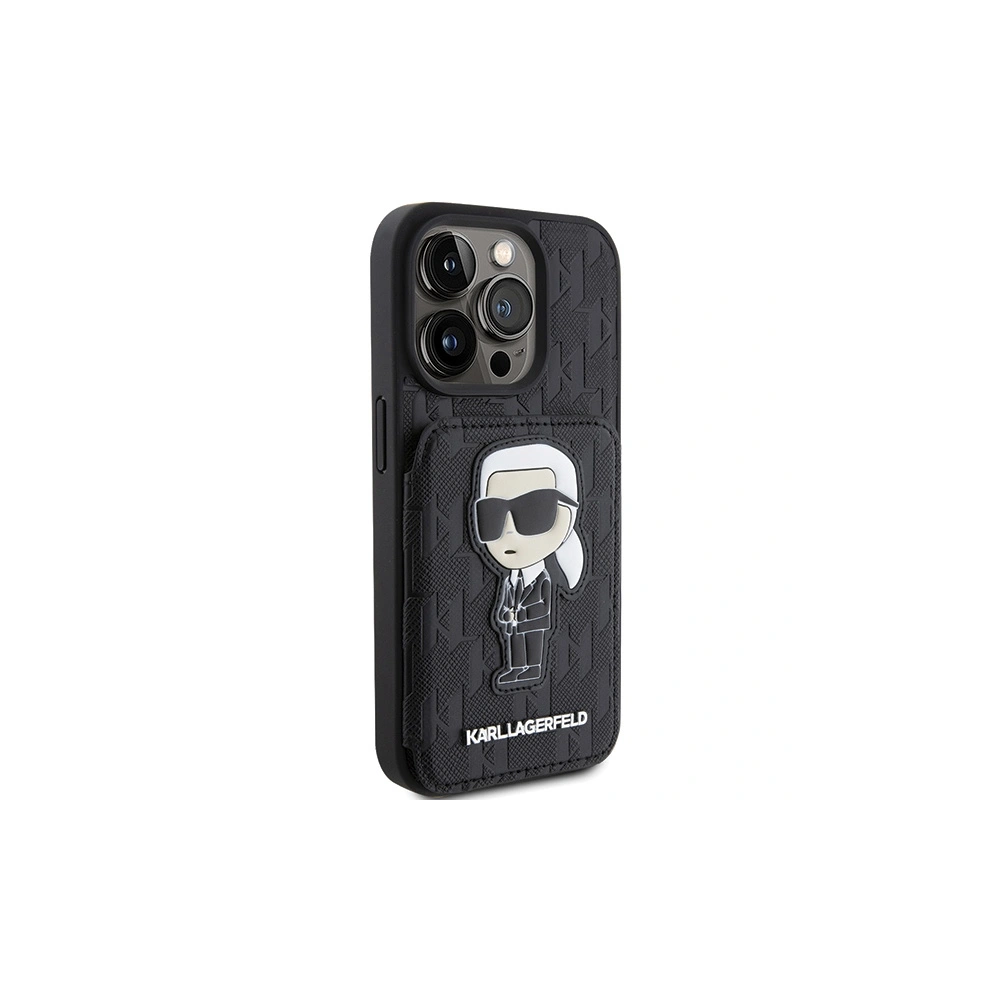Etui Karl Lagerfeld KLHCP15LSAKKNSCK Apple iPhone 15 Pro hardcase Saffiano Monogram Ikonik Patch czarny/black