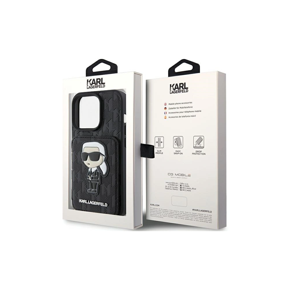 Etui Karl Lagerfeld KLHCP15LSAKKNSCK Apple iPhone 15 Pro hardcase Saffiano Monogram Ikonik Patch czarny/black