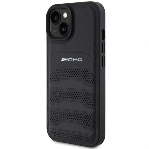 Buy AMG AMHCP15SGSEBK Apple iPhone 15 hardcase Leather Debossed Lines black - MRS86 - {ean13} - Home Screen Store Europe