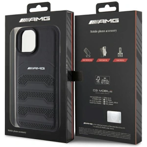 Etui AMG AMHCP15SGSEBK Apple iPhone 15 kemény tok Bőr Dombornyomott Csíkok fekete/black