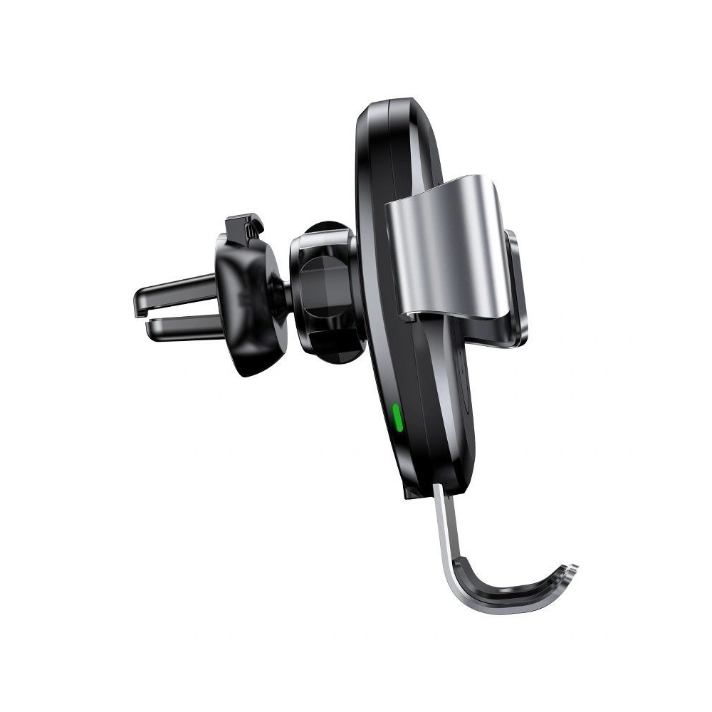 Samochodowy uchwyt grawitacyjny do kratki Baseus z ładowarką indukcyjną Qi (srebrny)