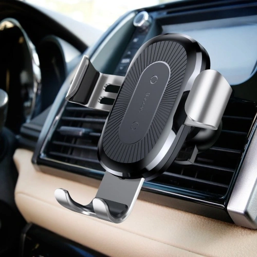 Buy Baseus Wireless Charger Gravity Car Wireless Charger Mount Silver - BSU429SLV - {ean13} - Home Screen Store Europe